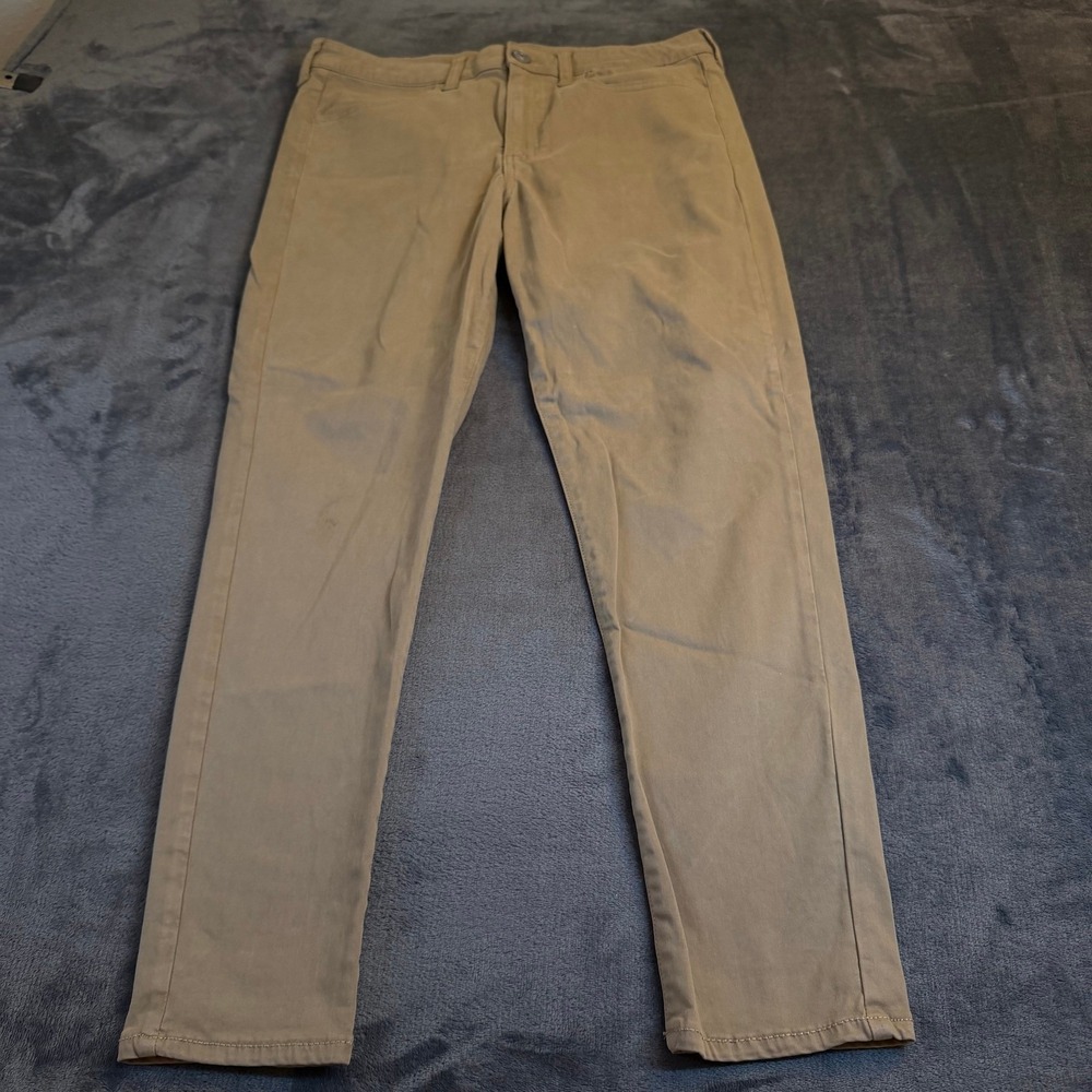American Eagle Hi Rise Jegging Womens 12 Short Tan Super Stretch Slim Khaki